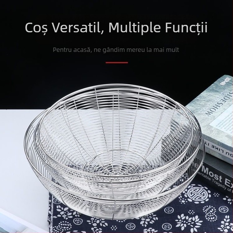 Coș rotund din oțel inoxidabil 316 pentru fructe și legume, sită de drenaj pentru spălare