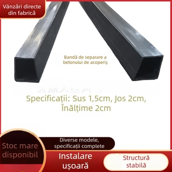 Set de benzi despărțitoare impermeabile pentru acoperiș: bandă PVC trapezoidală, separator central, separator din beton, și bandă de etanșare de 2 cm.