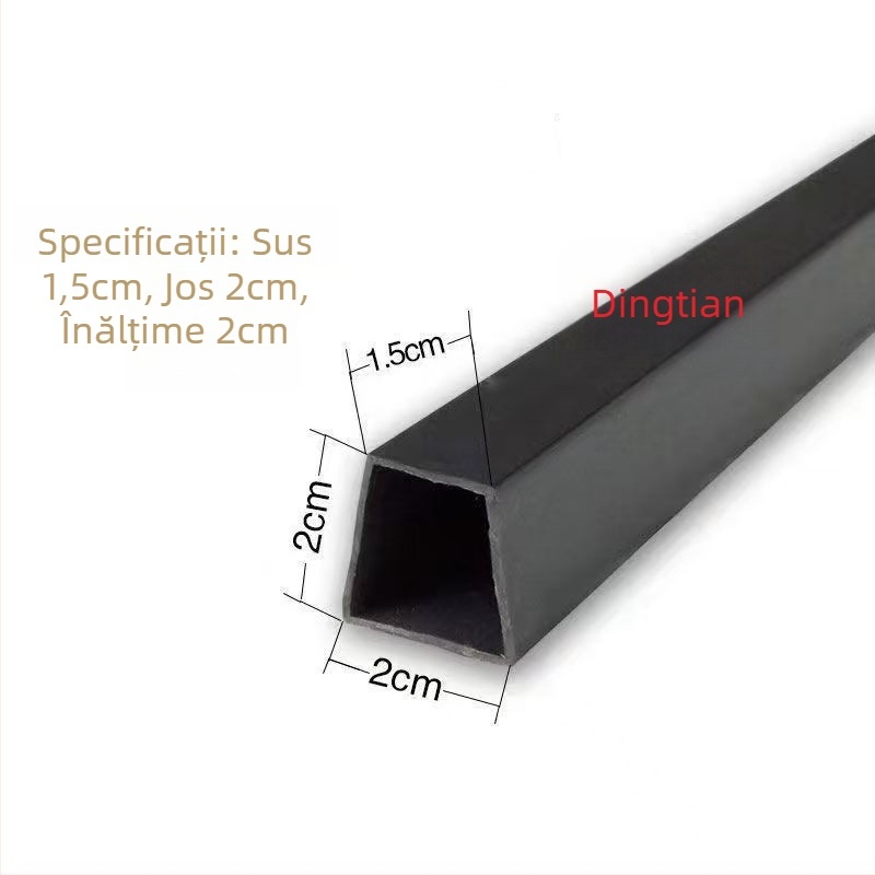 Set de benzi despărțitoare impermeabile pentru acoperiș: bandă PVC trapezoidală, separator central, separator din beton, și bandă de etanșare de 2 cm.