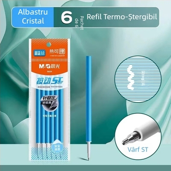 Refil gel de cerneală cu ștergere termică, vârf 0,5 mm, model 9604, negru
