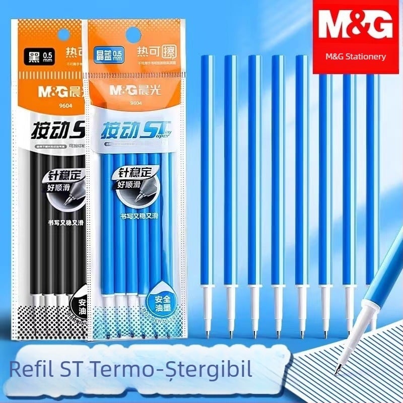 Refil gel de cerneală cu ștergere termică, vârf 0,5 mm, model 9604, negru