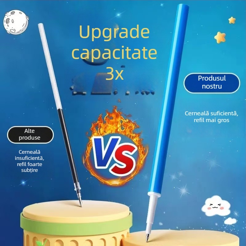 Refil gel de cerneală cu ștergere termică, vârf 0,5 mm, model 9604, negru