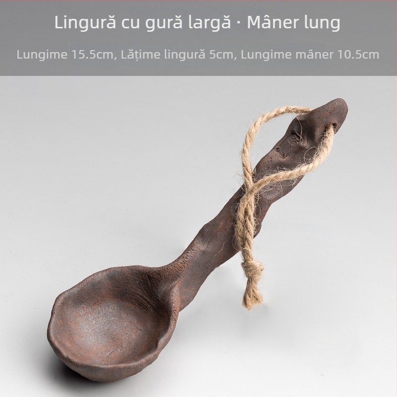 Lingură de cafea ceramică, lucrată manual, design creativ, lingură mică de supă pentru amestecare, utilizare casnică