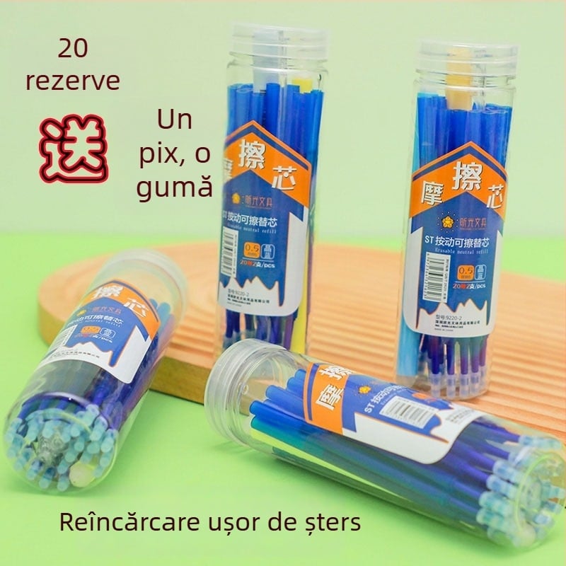 Mo Yi Refil pentru pix cu cerneală pe bază de apă – refil universal cu acționare prin apăsare pentru clasa a III-a