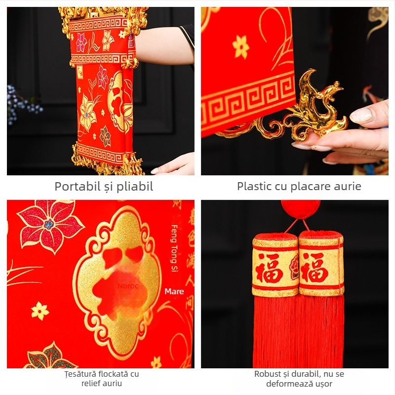 Lanternă de palat din catifea, cu simbol de binecuvântare, stil chinezesc clasic, lampion roșu în stil antic, ornament atârnat pentru Anul Nou și nunți