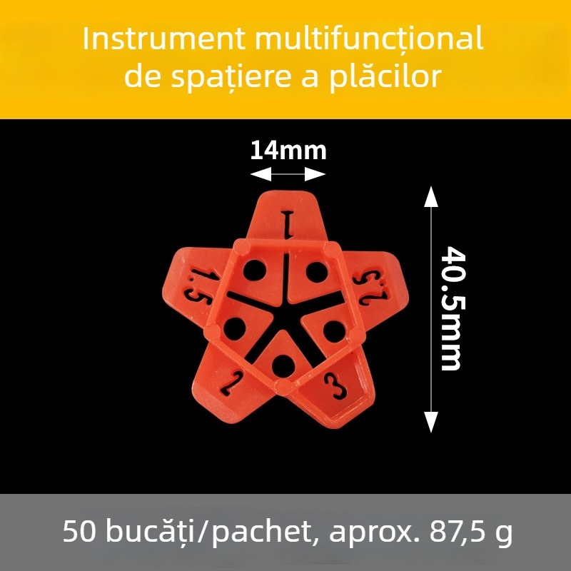 Nivelator multifuncțional pentru plăci cu stea de cinci colțuri și card încrucișat – aliniere, poziționare, garnitură pentru rosturi, așezare și fixare a plăcilor de podea