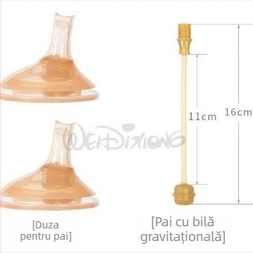 Widie Bear Accesorii pentru mamelon și pai pentru sticlă, silicon cu nano-argintiu, gură largă, universale