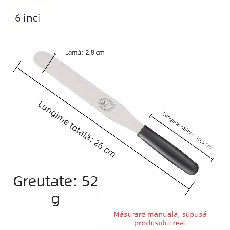 Set de ustensile de bucătărie pentru coacere: spatulă pentru prăjituri, cuțit drept, cuțit curbat, spatulă pentru cremă și racletă de bucătărie