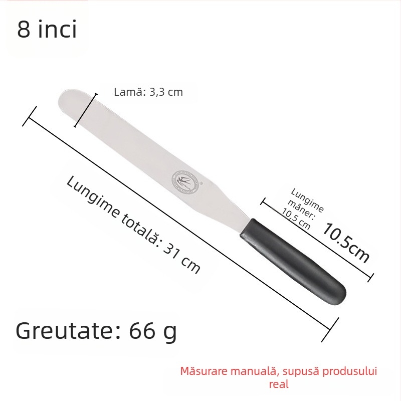 Set de ustensile de bucătărie pentru coacere: spatulă pentru prăjituri, cuțit drept, cuțit curbat, spatulă pentru cremă și racletă de bucătărie
