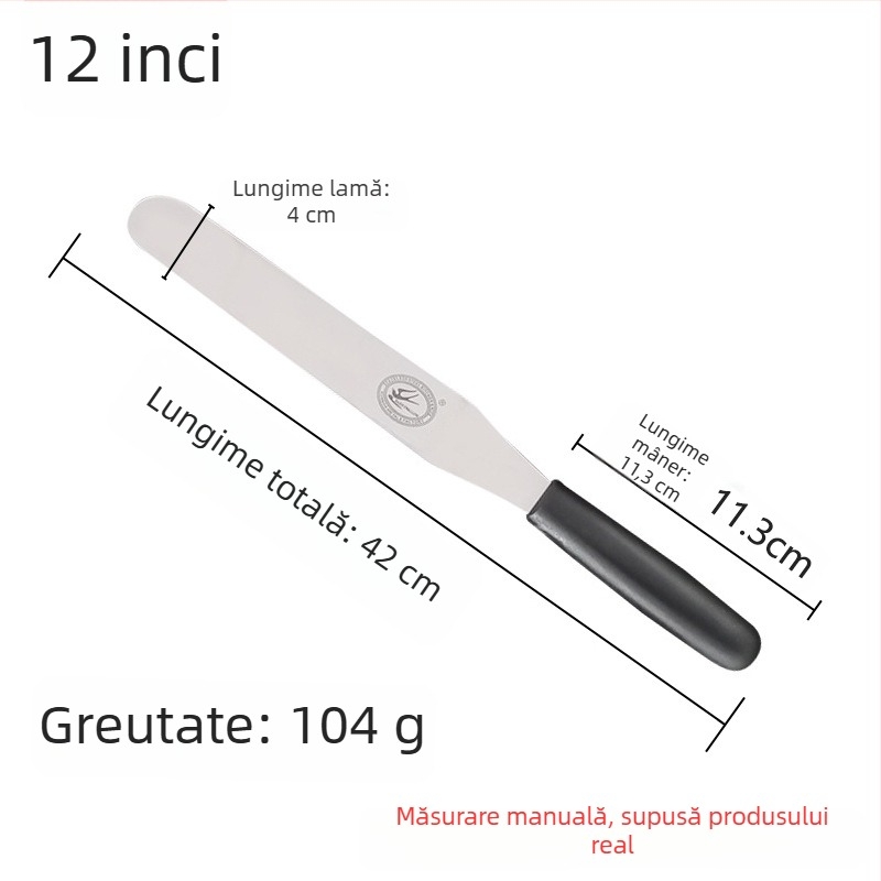Set de ustensile de bucătărie pentru coacere: spatulă pentru prăjituri, cuțit drept, cuțit curbat, spatulă pentru cremă și racletă de bucătărie