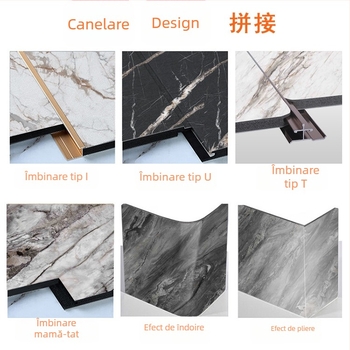 Panou decorativ pentru perete integrat, bandă metalică decorativă, margine în formă de I, colț rotund Yin‑Yang, placă Begonia carbon crystal
