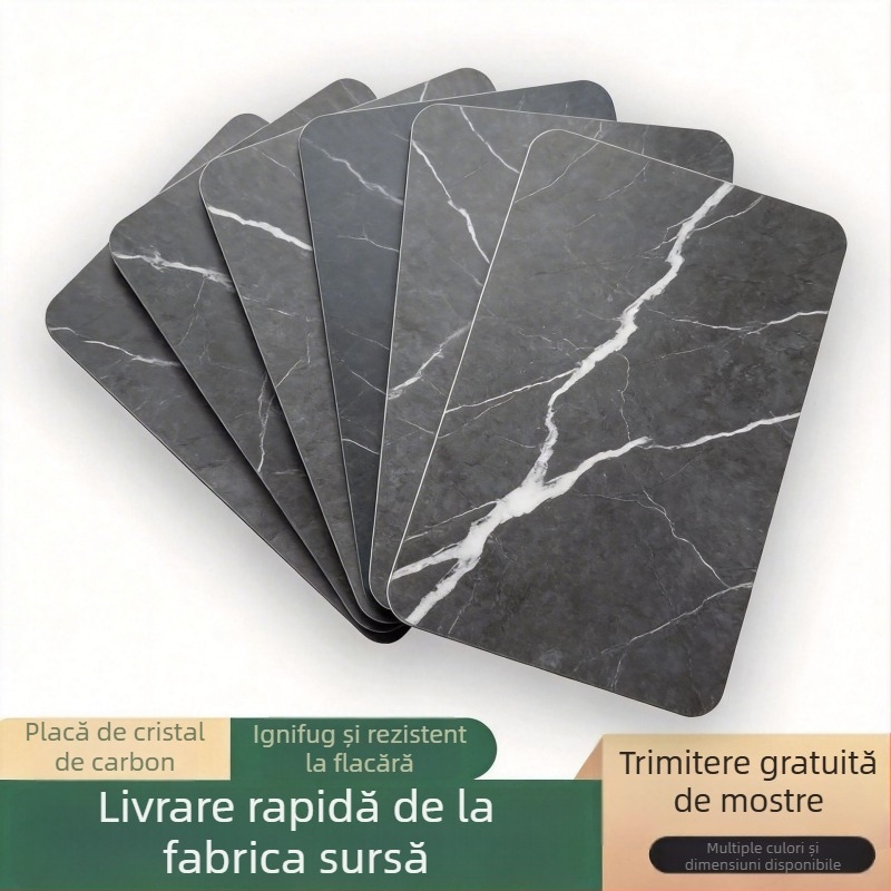 Panou marmură-carbon cristal cu perete fără sudură, fundal cu furnir de lemn, placă ce imită piatra, placă din fibră de bambus-lemn, placă din rocă de carbon