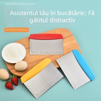 Cuțit și spatulă din oțel inoxidabil cu scară de măsură, ustensilă antiaderentă pentru aluat, pentru tăierea aluatului, tăiței, gătire la abur