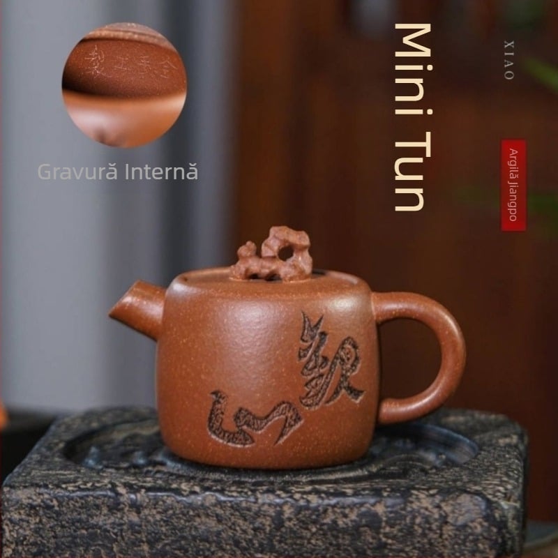 Ceainic Yixing din lut purpuriu cu lut mineral original, design simplu și creativ, cioc de ceai cu vedere la munte, pentru uz casnic, ceainic premium