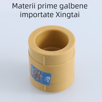 Fitinguri PPR galbene pentru conducte de 1/2-inch și 3/4-inch, diametru egal, cuplări drepte pentru instalații casnice