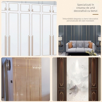 Bandă de margine din oțel inoxidabil 304, pliabilă în formă de T, pentru uși din lemn și fronturi de dulap, design încastrat