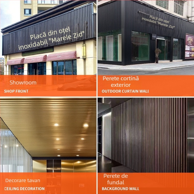 Panou din oțel inoxidabil Great Wall cu textură concav-convex pentru pereți de fundal și tavan, grilă metalică decorativă, model 201304, panou de tavan în valuri