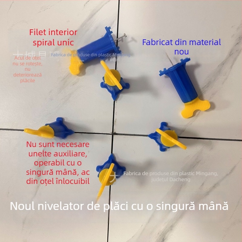 Nivelator pentru plăci ceramice, nou, îngroșat, cu operare cu o singură mână și ace înlocuibile pentru poziționarea rosturilor