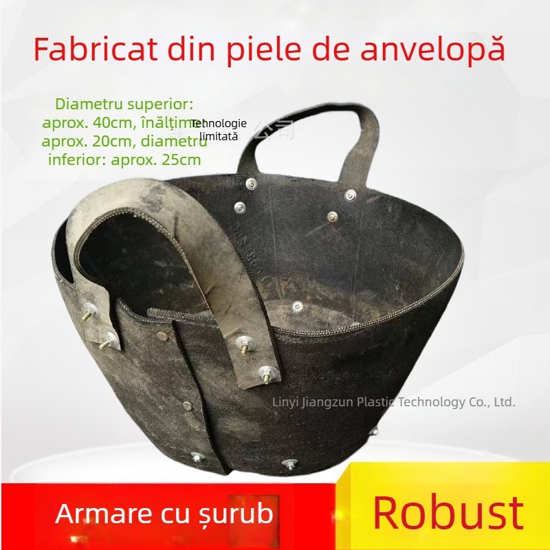 Găleată mare din cauciuc întărită pentru ciment pe șantier, găleată din cauciuc de anvelope, formă impermeabilă pentru beton