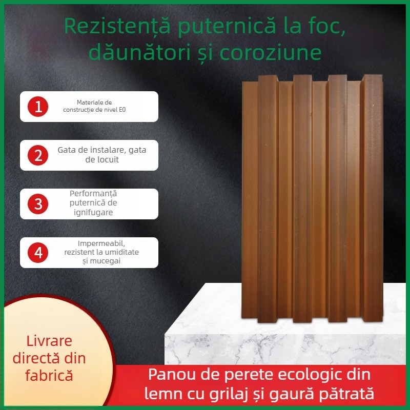 Panou decorativ PVC cu model grilaj și fibră bambus-lemn, placare WPC pentru perete, lemn ecologic, fără vopsire, personalizare
