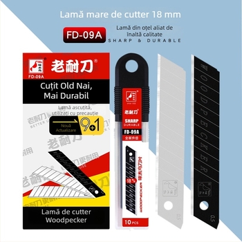 Woodpecker FD-09A lamă pentru cuțit universal – lamă mare pentru îndepărtarea tapetului, lamă de înlocuire 18 mm