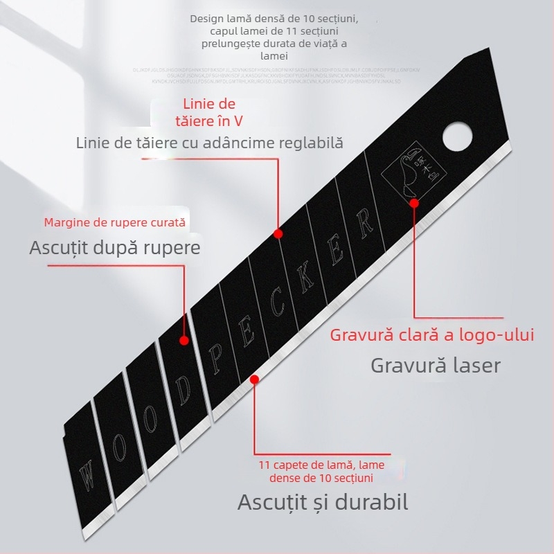 Woodpecker FD-09A lamă pentru cuțit universal – lamă mare pentru îndepărtarea tapetului, lamă de înlocuire 18 mm