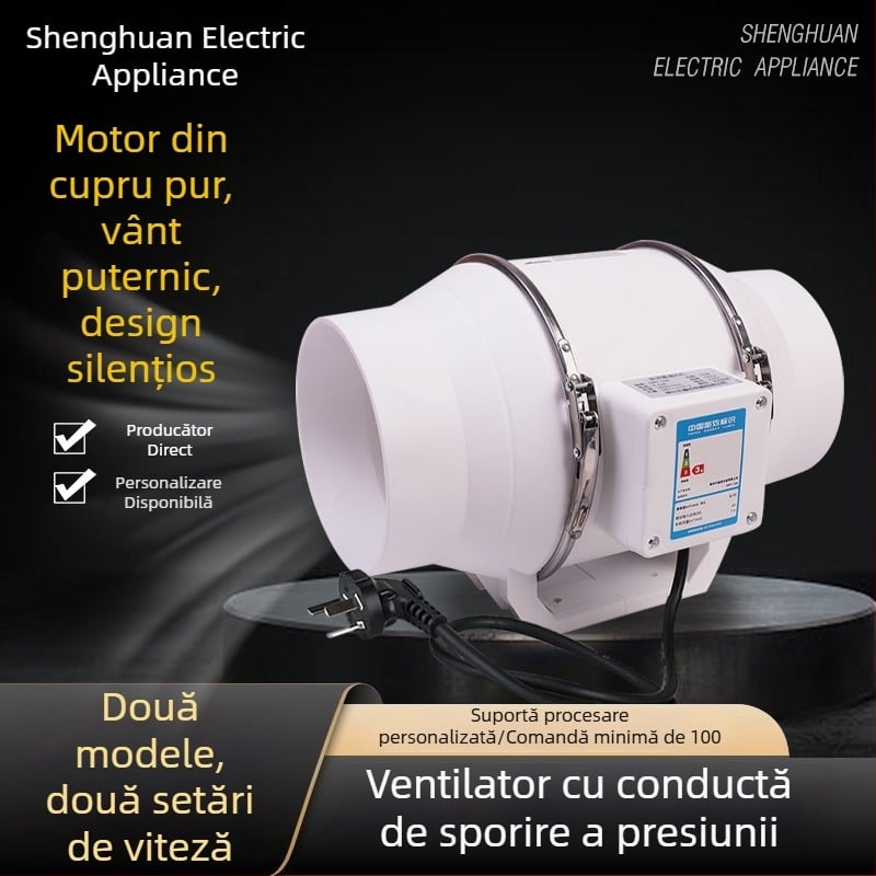 Ventilator DPT-200 pentru conducte, puternic și silențios, pentru evacuarea aerului în bucătărie