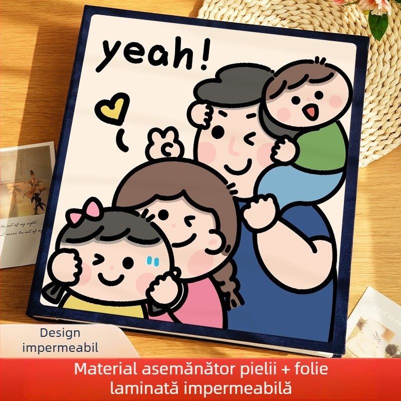 Album foto cu pagini intercalate, dimensiuni 5/6/7 inci, depozitare pentru fotografii de familie și bebeluși, album despre creștere