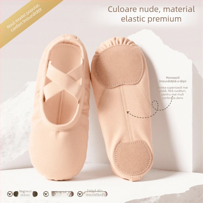 Pantofi de dans din material elastic, talpă moale, stil labă de pisică, pentru dansul chinezesc și balet pentru femei și fete