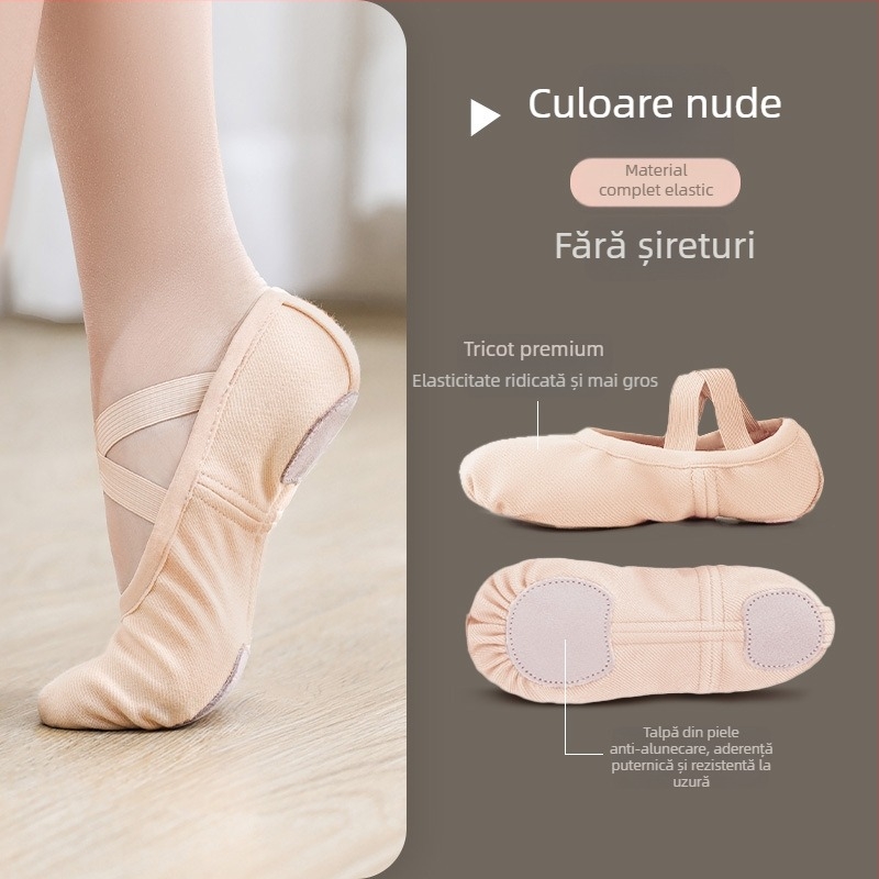 Pantofi de dans din material elastic, talpă moale, stil labă de pisică, pentru dansul chinezesc și balet pentru femei și fete