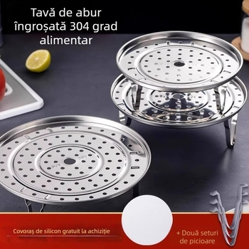 Raft de aburi din oțel inoxidabil pentru bucătărie – set multifuncțional cu tavă de aburi, compartiment mare și grilă de aburi