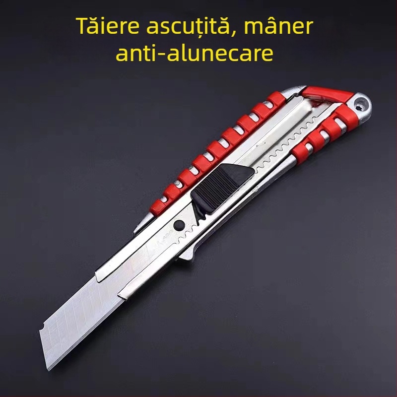 Cuțit de utilitate din aliaj de aluminiu, mâner antiderapant, mare, robust, cuțit multifuncțional pentru tapet, cuțit de deschis colete, în vrac