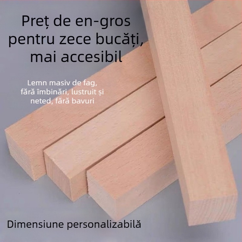 Șiruri de lemn fag și plăci din lemn masiv pentru practică DIY de sculptură, suprafață brută de lemn pentru birou, dimensiuni dreptunghiulare