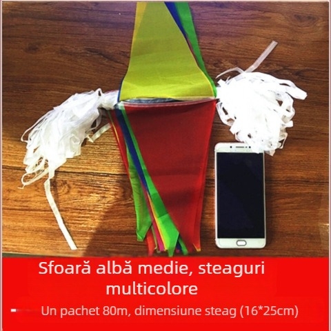 Steaguri triunghiulare colorate pe șnur pentru decor la nuntă și ziua de naștere