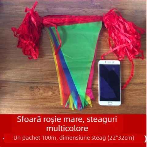 Steaguri triunghiulare colorate pe șnur pentru decor la nuntă și ziua de naștere