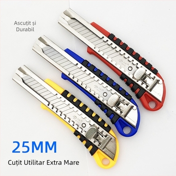 Cuțit mare pentru artă, lamă de 25 mm, cadru din oțel integral, structură robustă pentru tăierea industrială a hârtiei