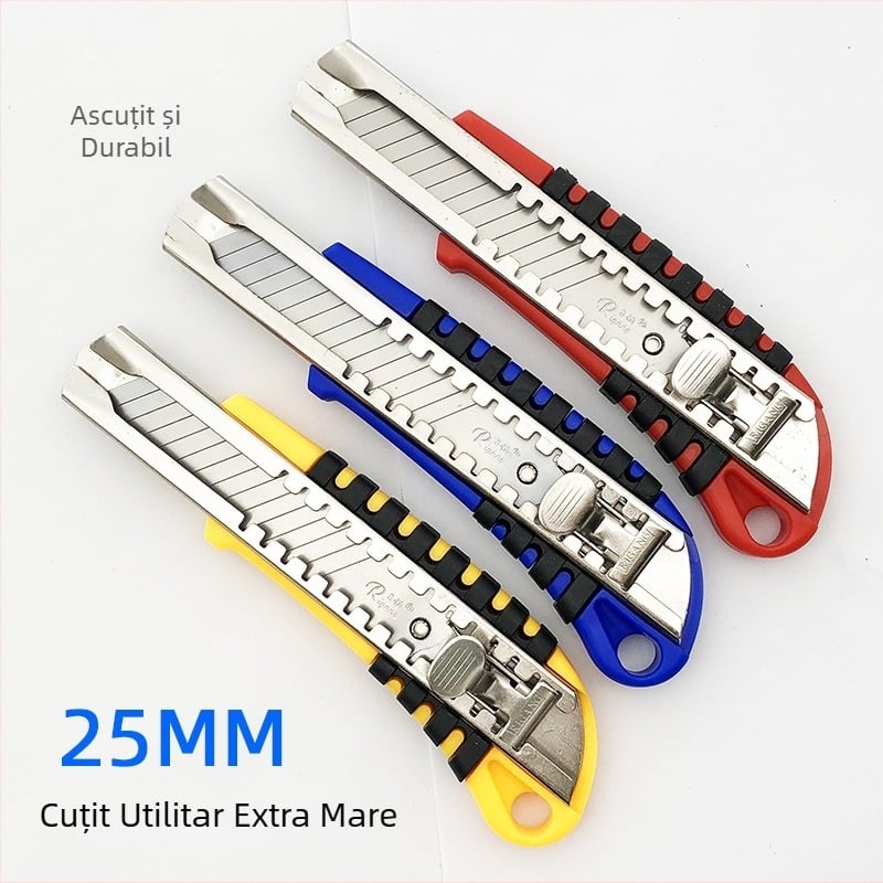 Cuțit mare pentru artă, lamă de 25 mm, cadru din oțel integral, structură robustă pentru tăierea industrială a hârtiei