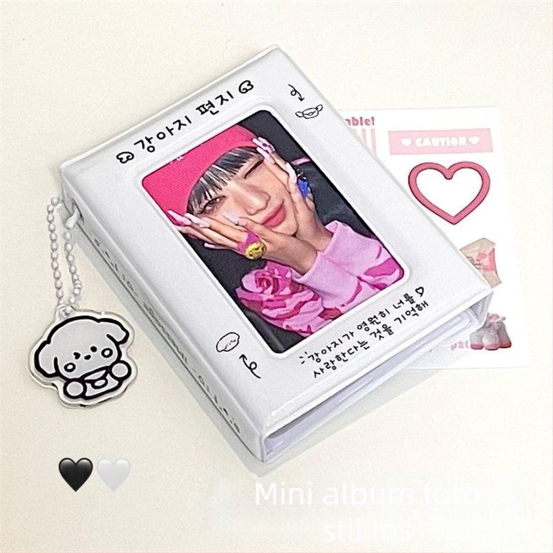 Album foto în stil Instagram, cu temă cățeluș crem, pagini cu un singur spațiu pentru carduri și spațiu pentru fotografii Polaroid de 3 inch, pentru fani idolilor
