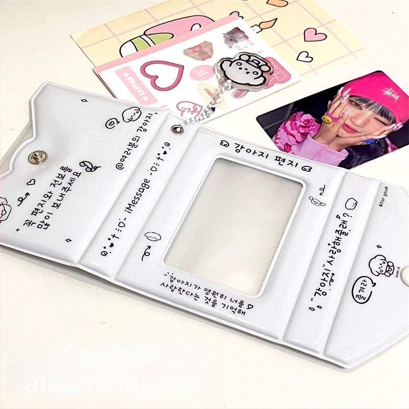 Album foto în stil Instagram, cu temă cățeluș crem, pagini cu un singur spațiu pentru carduri și spațiu pentru fotografii Polaroid de 3 inch, pentru fani idolilor