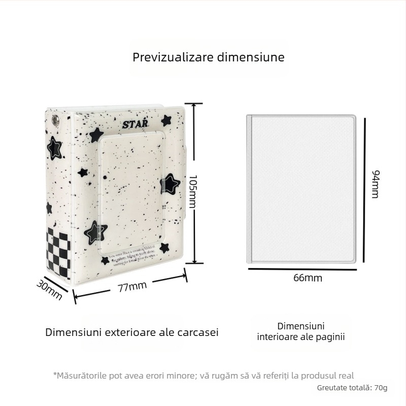 Album pentru carduri NIS Ink-Dot Stars, album foto Instax Mini de 3 inchi, cu spațiu pentru carduri mici