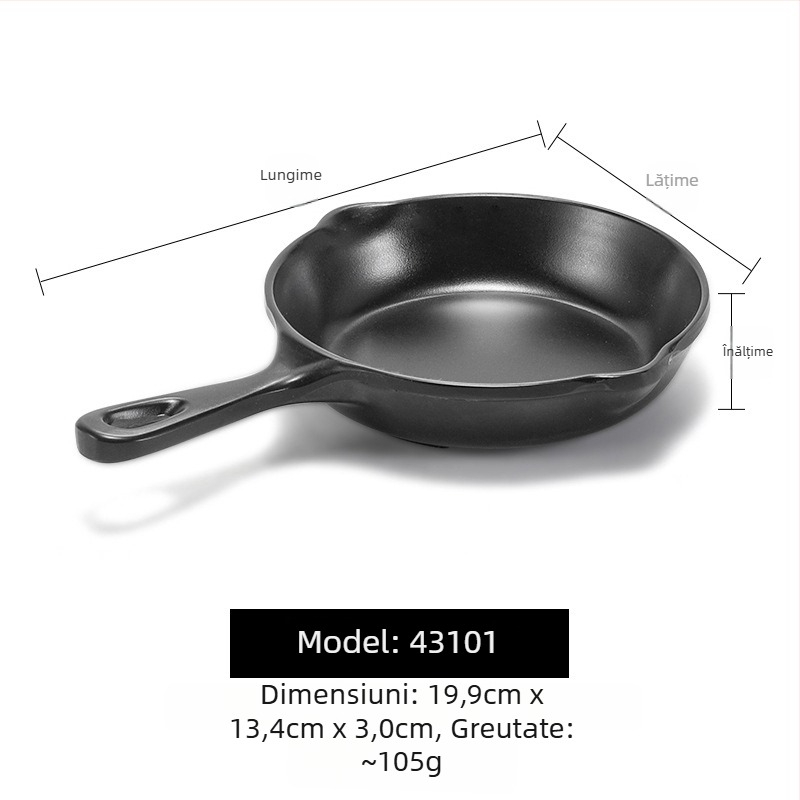 Farfurie plată din melamină neagră cu mâner, pentru hot pot și grătar, farfurie pentru orez cu suprafață mată, pentru restaurante