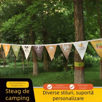 Steaguri triunghiulare multicolore pentru camping, șnur decorativ din țesătură twill groasă