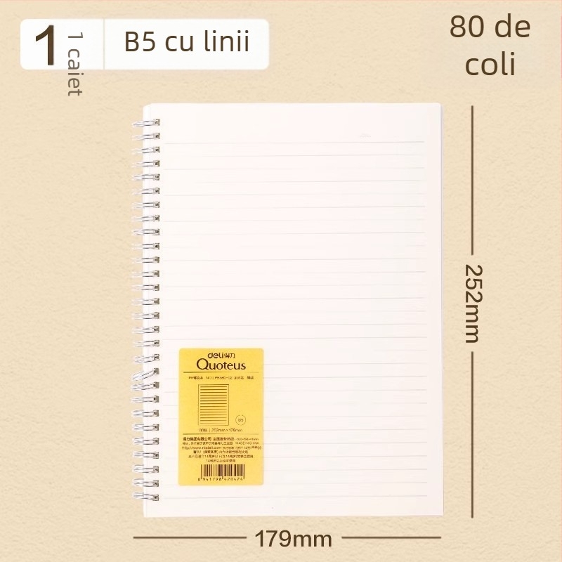 Deli caiet B5 cu spirală, format A5, linii orizontale, pentru liceu și pregătire la examene, caiet de exerciții pentru greșeli
