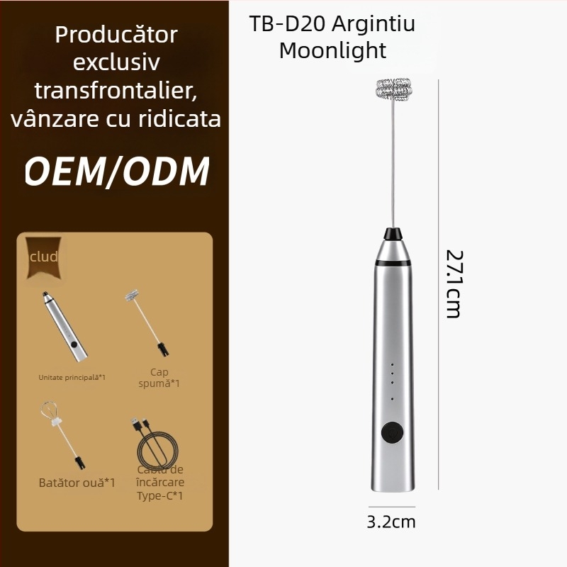 Bătător manual reîncărcabil pentru ouă, amestecare de smântână și spumă de lapte pentru cofetărie