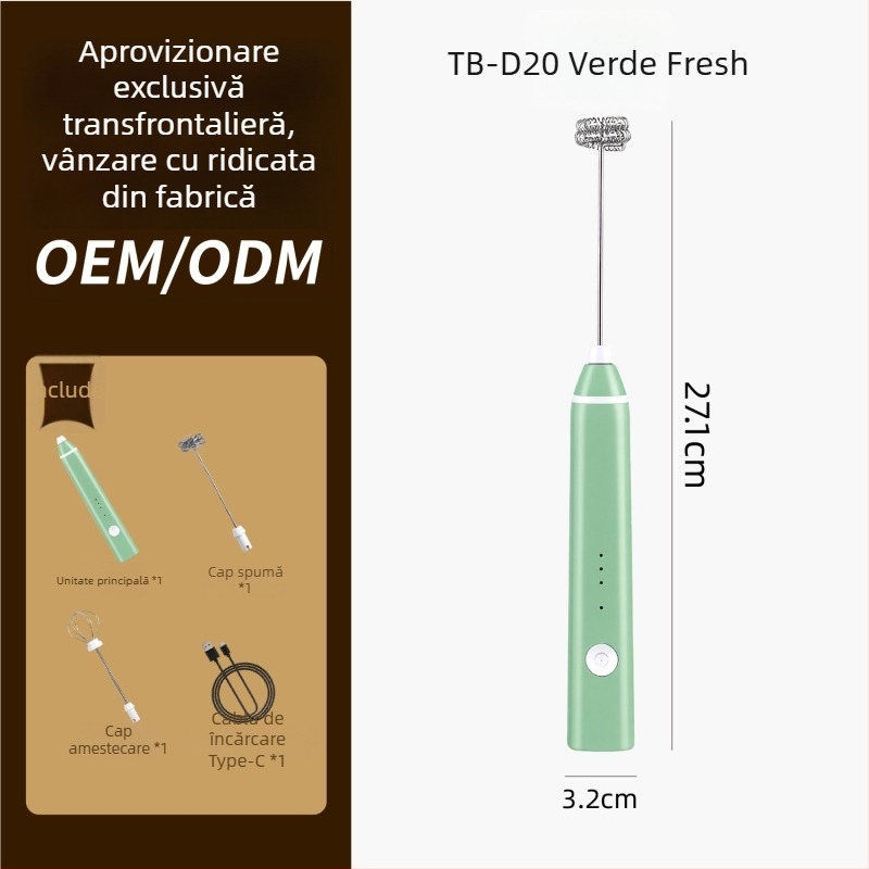 Bătător manual reîncărcabil pentru ouă, amestecare de smântână și spumă de lapte pentru cofetărie