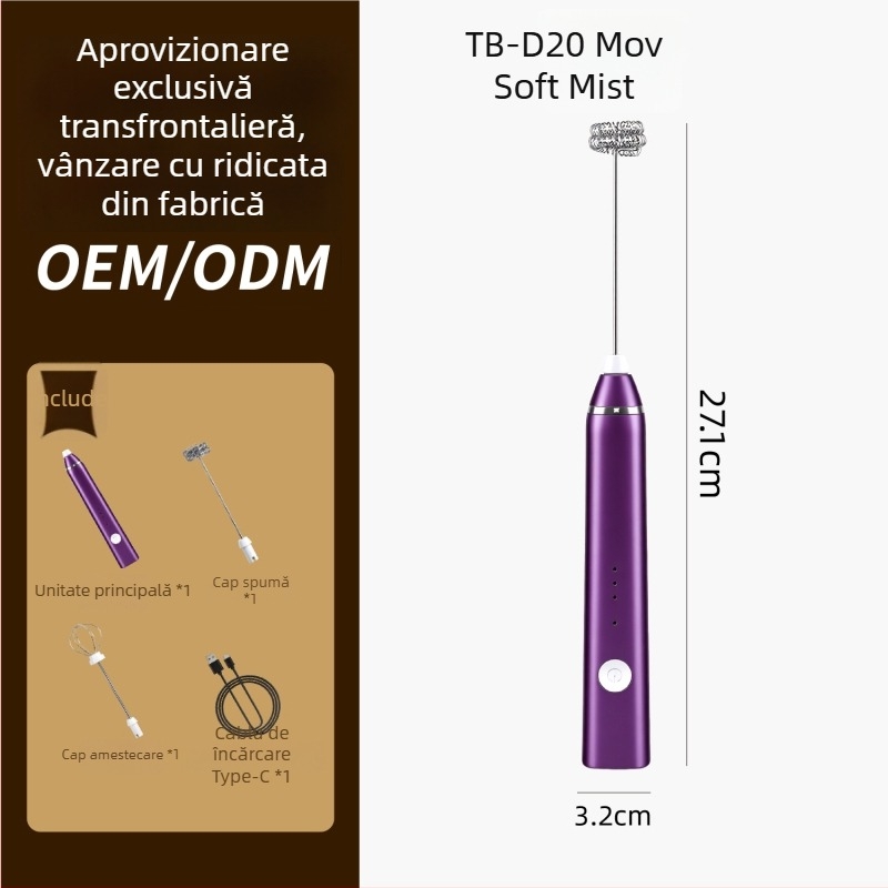 Bătător manual reîncărcabil pentru ouă, amestecare de smântână și spumă de lapte pentru cofetărie