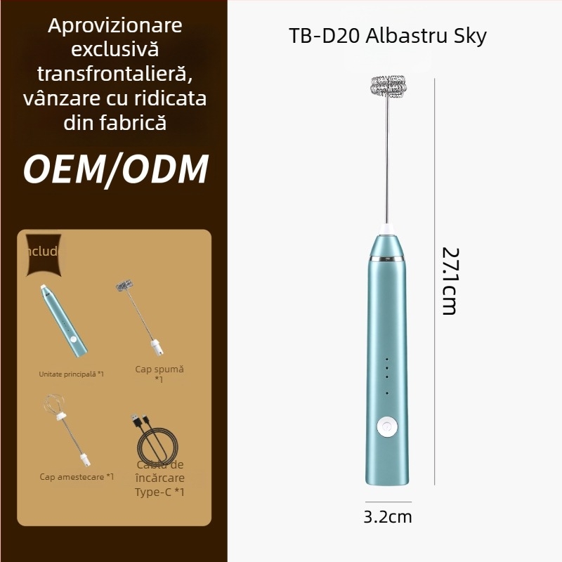 Bătător manual reîncărcabil pentru ouă, amestecare de smântână și spumă de lapte pentru cofetărie
