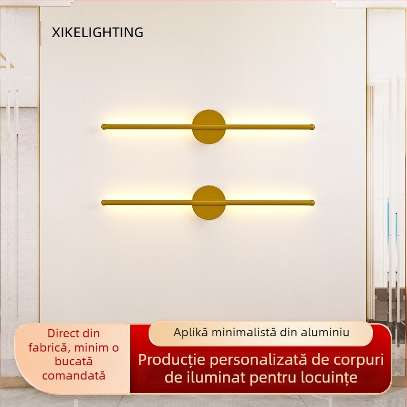 Lampă de perete minimalistă, LED, bandă lungă, pentru hol, vestibul, scară, living și dormitor matrimonial, cu design grilă
