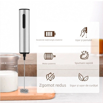 Bețișor de ou portabil din oțel inoxidabil, USB reîncărcabil, mixer de uz casnic, mini spumator de lapte