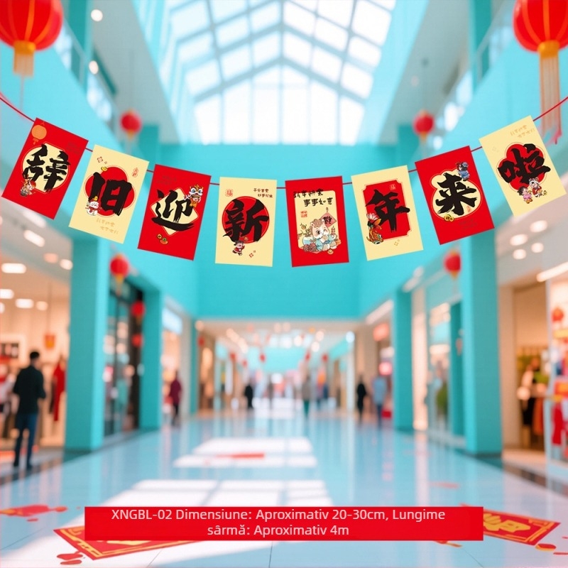 Flaguri decorative din material textil impermeabil pentru Anul Calului 2026 – stegulețe suspendate pentru decorarea Anului Nou și a Festivalului de Primăvară